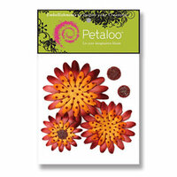 Petaloo - Retro Rage Collection - Flowers - Double Delight Peel and Stick - 4 Flowers - Orange With Burgandy Dots, CLEARANCE