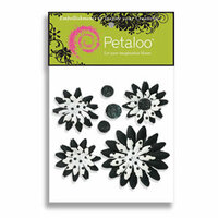 Petaloo - Pink Poodle Collection - Flowers - Double Delight Peel and Stick - 4 Flowers - White With Black Dots
