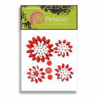 Petaloo - Red White and Blue Collection - Flowers - Double Delights Peel and Stick - 4 Flowers - Red With Dots, CLEARANCE