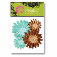 Petaloo - Sunken Treasure Collection - Flowers - Double Delight Peel and Stick - 4 Flowers - Teal an