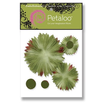 Petaloo - Retro Rage Collection - Flowers - Double Delight Peel and Stick - 3 Flowers - Sunburst Brown and Green, CLEARANCE