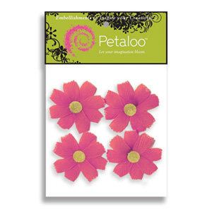 Petaloo - Tutti Fruitti Collection - Flowers - Wild Daisies With Glitter Peel and Stick - 4 Flowers - Dark Pink, CLEARANCE