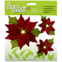 Petaloo - Flora Doodles Collection - Handmade Flowers - Poinsettias - Burgandy, CLEARANCE