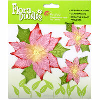 Petaloo - Flora Doodles Collection - Handmade Flowers - Poinsettias - Pink, CLEARANCE