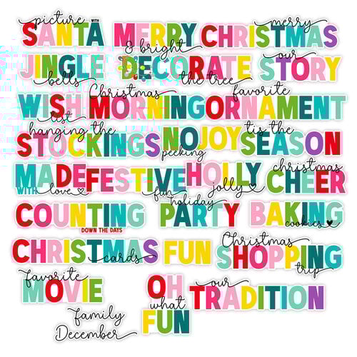 Pretty Little Studio - Candy Cane Collection - Die-Cuts - Christmas Cheer Word Titles