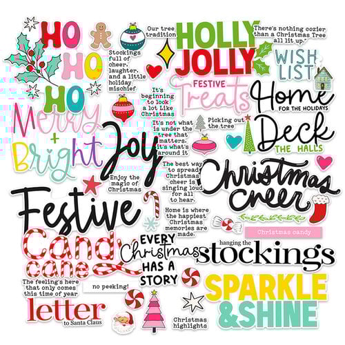 Pretty Little Studio - Candy Cane Collection - Die-Cuts - Festive Treat Words