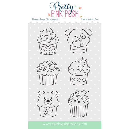 Pretty Pink Posh - Clear Photopolymer Stamps - Valentine Cupcakes