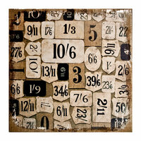 Tim Holtz - District Market Collection - Idea-ology - 12 x 12 Burlap Canvas Panel - Numeric