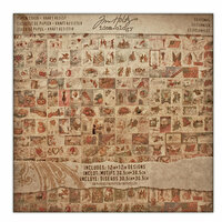 Tim Holtz - Idea-ology Collection - Christmas - 12 x 12 Paper Stash - Kraft Resist - Seasonal