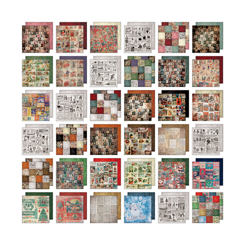 Tim Holtz - Idea-ology Collection - 8 x 8 Mini Paper Stash - Collage - Seasonal
