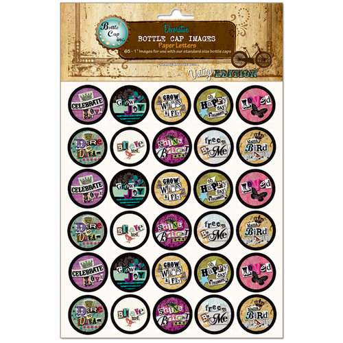 Bottle Cap Inc - Vintage Edition Collection - Bottle Cap Images - Paper Letters - 1 Inch