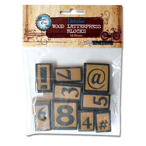 Bottle Cap Inc - Vintage Edition Collection - Altered Art - Wood Letter Press Blocks - Numbers and Symbols