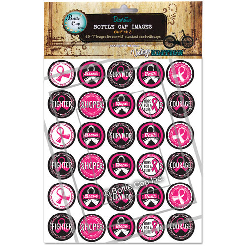 Bottle Cap Inc - Bottle Cap Images - Go Pink 2 - 1 Inch