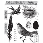 Stampers Anonymous - Tim Holtz - Cling Mounted Rubber Stamp Set - Bird Feather