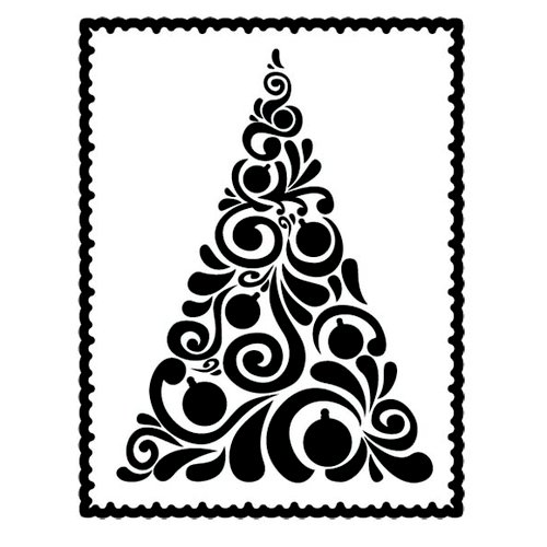 Couture Creations - Christmas Collection - A2 Embossing Folder - Fancy Christmas Tree