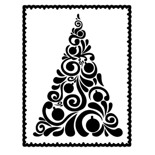 Couture Creations - Christmas Collection - 5 x 7 Embossing Folder - Fancy Christmas Tree