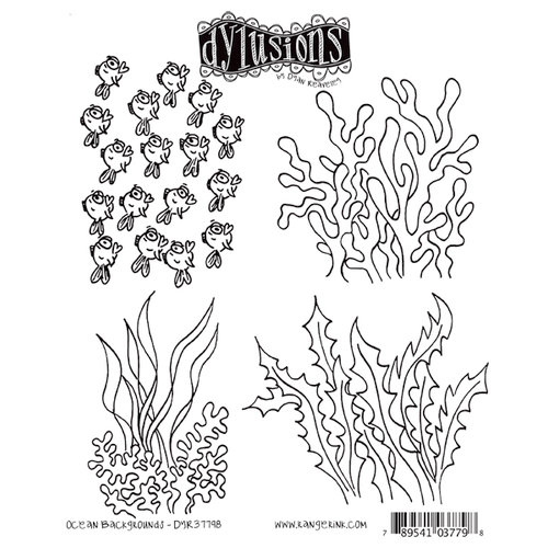 Ranger Ink - Dylusions Stamps - Unmounted Rubber Stamps - Ocean Backgrounds