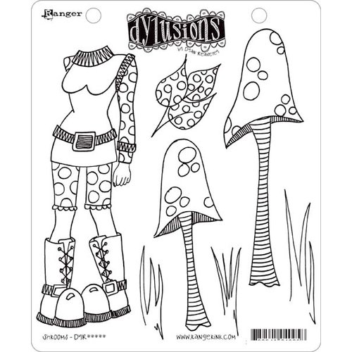 Ranger Ink - Dylusions Stamps - Unmounted Rubber Stamps - Shrooms