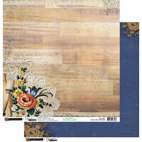 Donna Salazar - Kiss The Cook Collection - 12 x 12 Double Sided Paper - Butcher Block and Blossoms, CLEARANCE