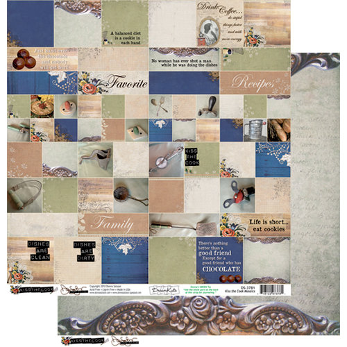 Donna Salazar - Kiss The Cook Collection - 12 x 12 Double Sided Paper - Kiss the Cook Mosaics, CLEARANCE