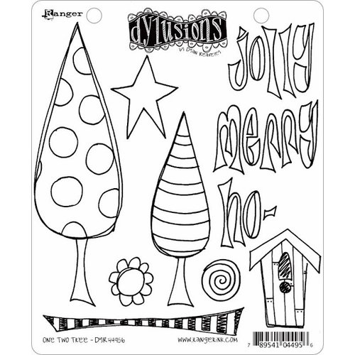 Ranger Ink - Dylusions Stamps - Christmas - Unmounted Rubber Stamps - One Two Tree