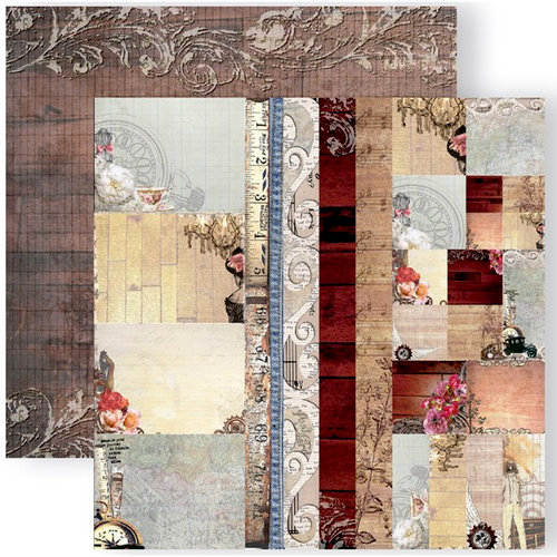 GCD Studios - Donna Salazar - Antiquities Collection - 12 x 12 Double Sided Paper - Tags, Ribbons and Mosaics