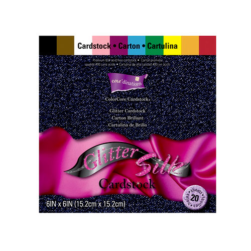Core'dinations - Glitter Silk - 6 x 6 Color Core Cardstock Pack