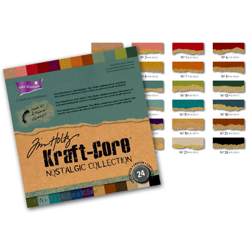 Core'dinations - Tim Holtz - Nostalgic Collection - 12 x 12 Textured Kraft Core Cardstock Pack