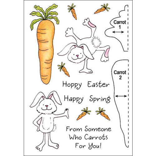 Inky Antics - HoneyPOP Collection - Clear Acrylic Stamps - Carrot Bunny Set