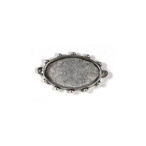 Art Mechanique - Ice Resin - Mixed Metal Bezels - Silver Plated - Hobnail Oval - Medium