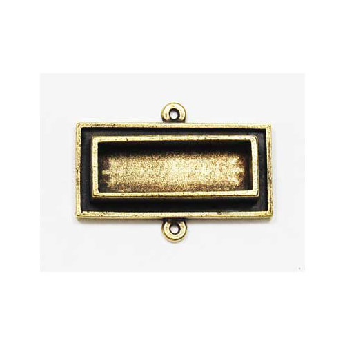Art Mechanique - Ice Resin - Mixed Metal Bezels - Bronze Plated - Raised Rectangle