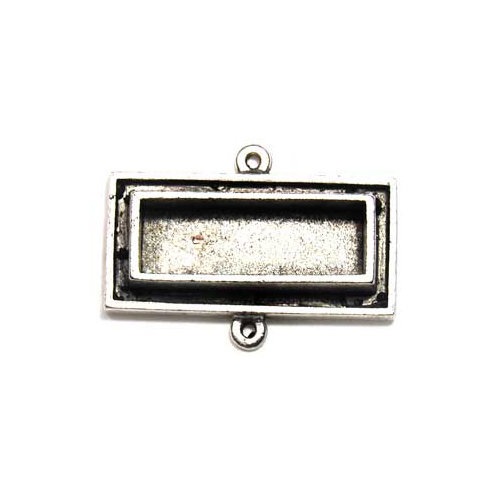 Art Mechanique - Ice Resin - Mixed Metal Bezels - Silver Plated - Raised Rectangle