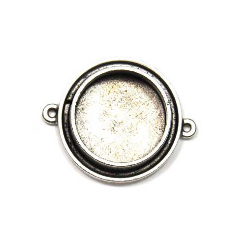 Art Mechanique - Ice Resin - Mixed Metal Bezels - Silver Plated - Raised Round