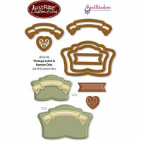 JustRite - Spellbinders - Die Cutting and Embossing Template - Vintage Label and Banner