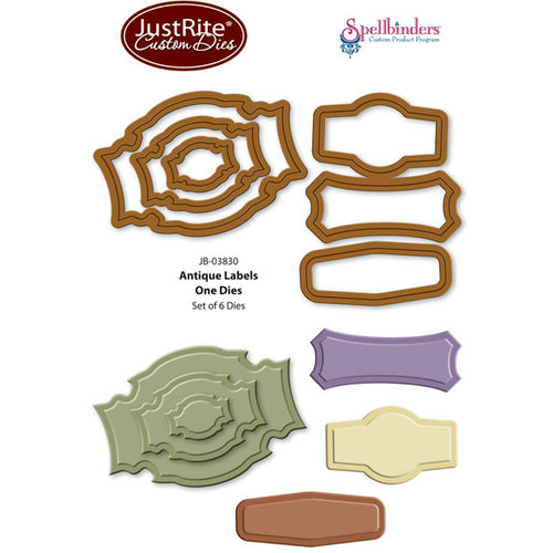 JustRite - Spellbinders - Die Cutting and Embossing Template - Antique Labels One