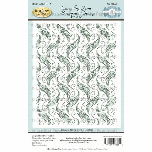 JustRite - Cling Mounted Rubber Stamps - Cascading Ferns Background