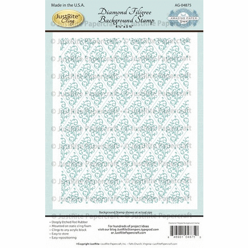 JustRite - Cling Mounted Rubber Stamps - Diamond Filigree Cling Stamp
