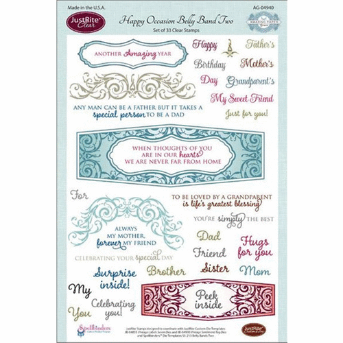 JustRite - Clear Acrylic Stamps - Happy Occasion Belly Bands Two