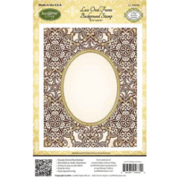 JustRite - Cling Mounted Rubber Stamps - Lace Oval Frame