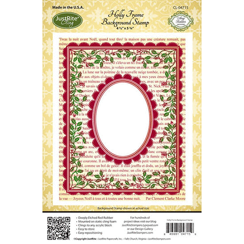 JustRite - Cling Mounted Rubber Stamps - Holly Frame Background