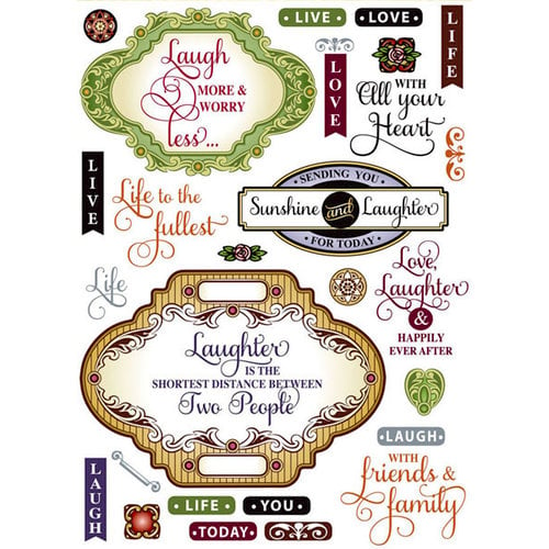 JustRite - Clear Acrylic Stamps - Live Love Laugh Vintage Labels Two