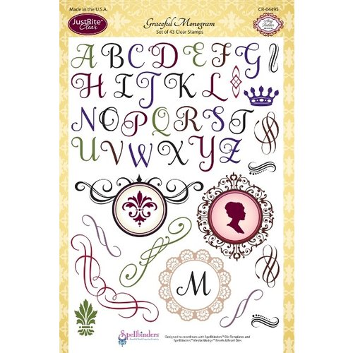 JustRite - Clear Acrylic Stamps - Graceful Monogram