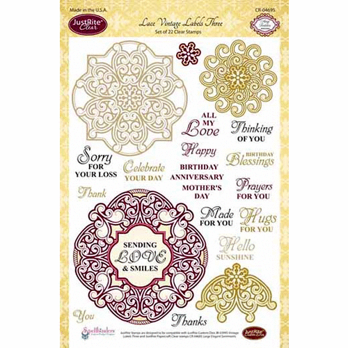 JustRite - Clear Acrylic Stamps - Lace Vintage Labels Three
