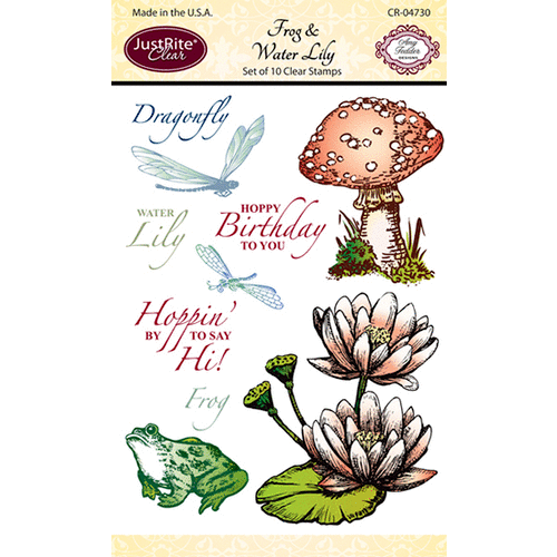 JustRite - Clear Acrylic Stamps - Frog and Water Lily