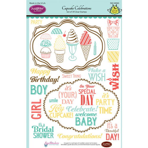 JustRite - Clear Acrylic Stamps - Cupcake Celebrations