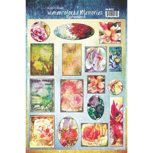 Ken Oliver - Watercolored Memories Collection - Ephemera Cut Apart Sheet