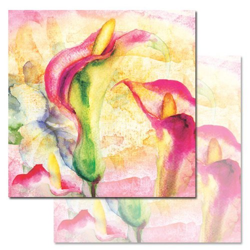 Ken Oliver - Watercolored Memories Collection - 12 x 12 Double Sided Paper - Calla Lily
