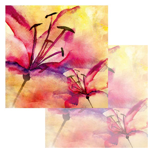 Ken Oliver - Watercolor Florals Collection - 12 x 12 Double Sided Paper - Watercolor Tiger Lilies