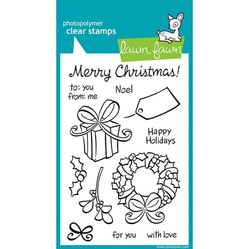 Lawn Fawn - Clear Acrylic Stamps - Christmas - Bows and Holly