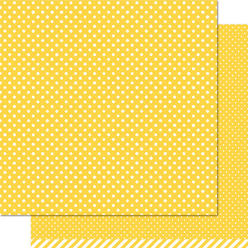 Lawn Fawn - Lets Polka Collection - 12 x 12 Double Sided Paper - Sunflower Polka